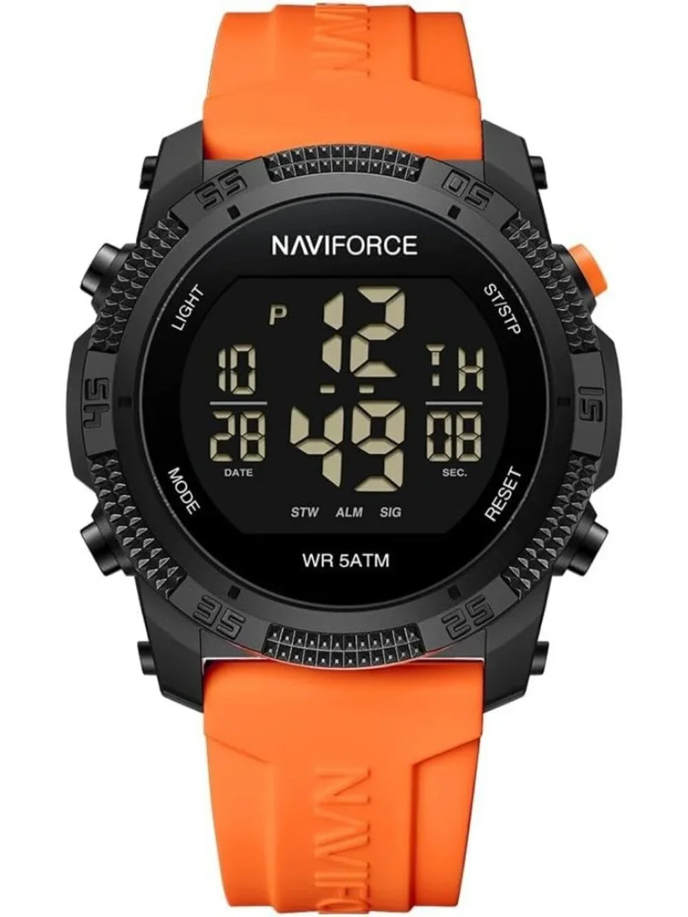 Unisex Orange Analog Quartz Rubber Strap Sports Waterproof Digital Wrist Watch